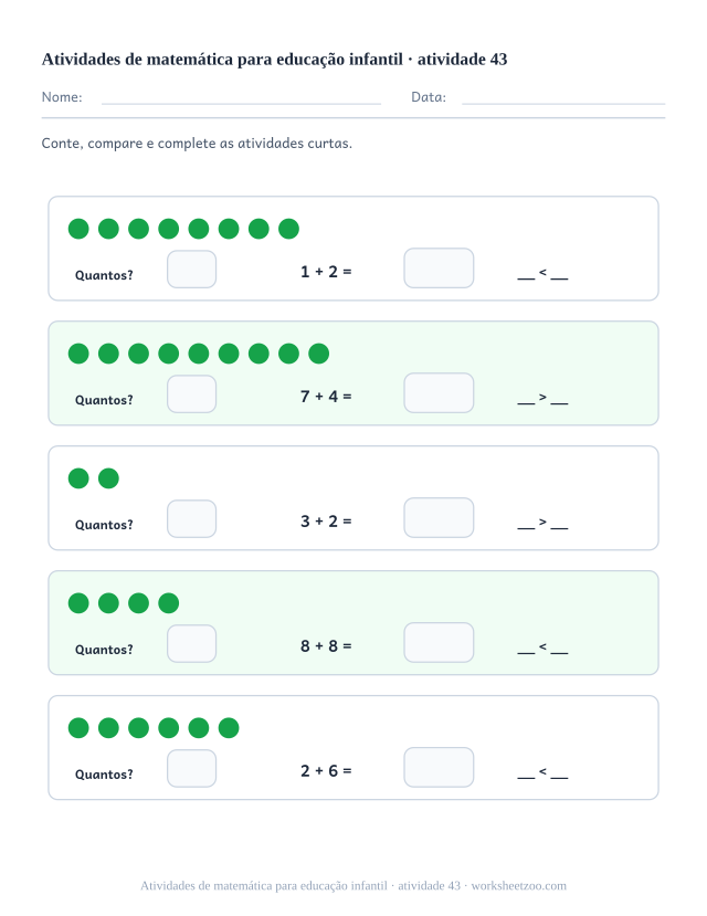 Prévia de Atividades de matemática para educação infantil, atividade 43 para imprimir