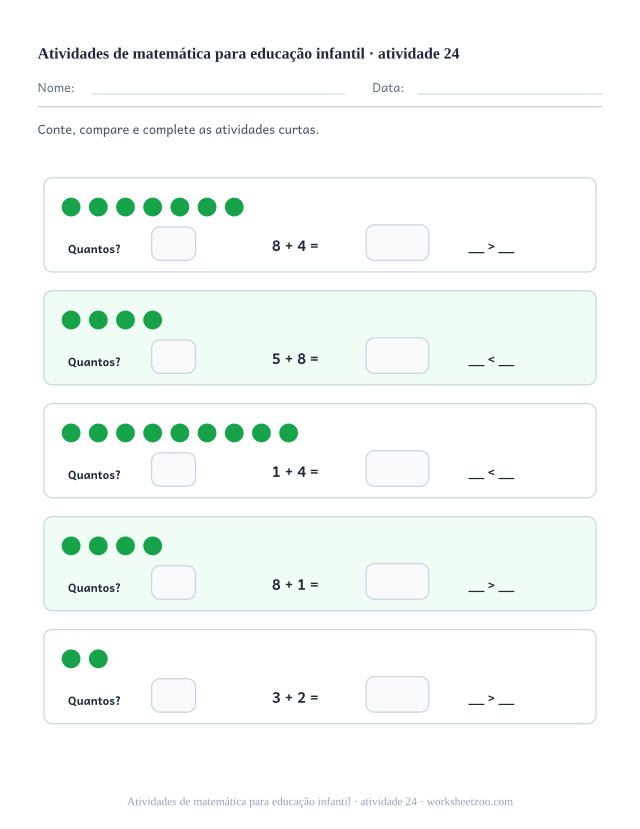 Prévia de Atividades de matemática para educação infantil, atividade 24 para imprimir