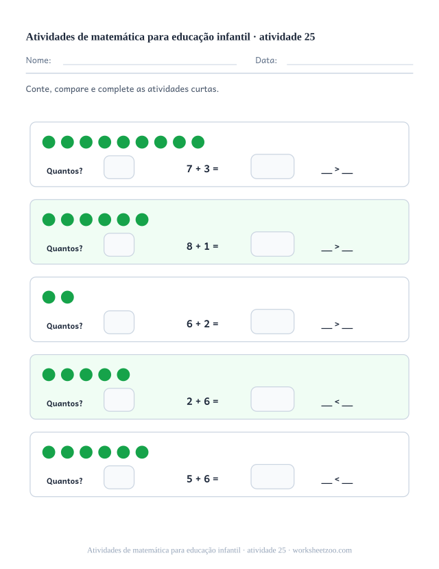 Prévia de Atividades de matemática para educação infantil, atividade 25 para imprimir