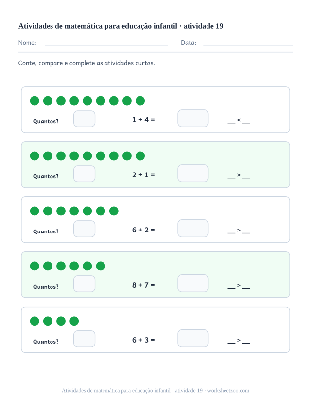 Prévia de Atividades de matemática para educação infantil, atividade 19 para imprimir