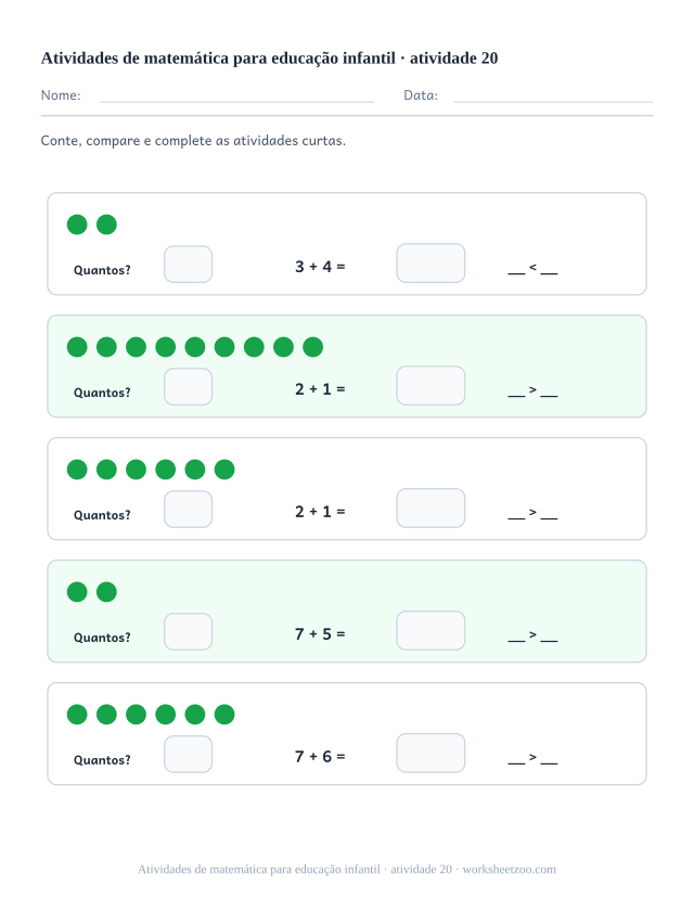 Prévia de Atividades de matemática para educação infantil, atividade 20 para imprimir