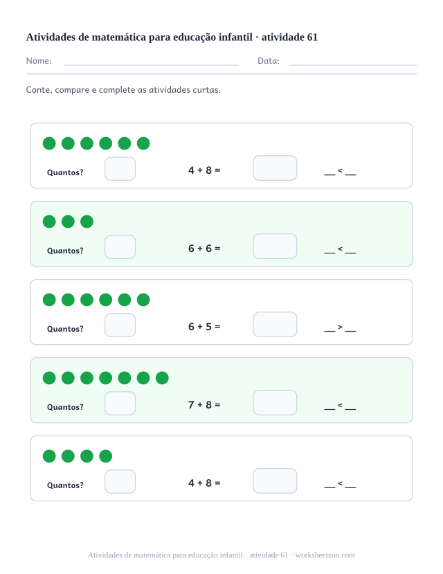Prévia de Atividades de matemática para educação infantil, atividade 61 para imprimir