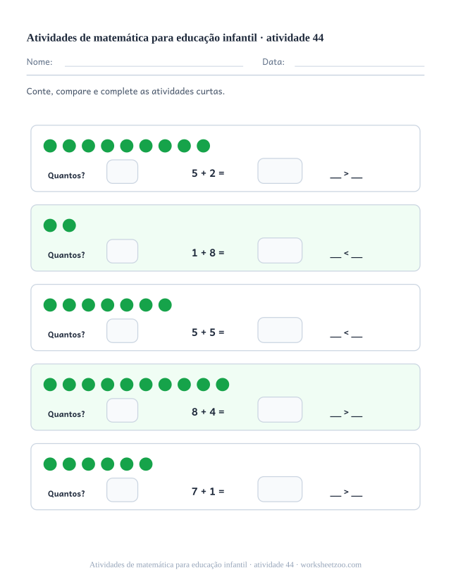 Prévia de Atividades de matemática para educação infantil, atividade 44 para imprimir