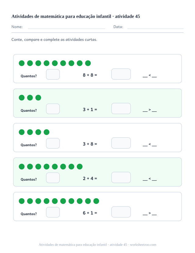 Prévia de Atividades de matemática para educação infantil, atividade 45 para imprimir