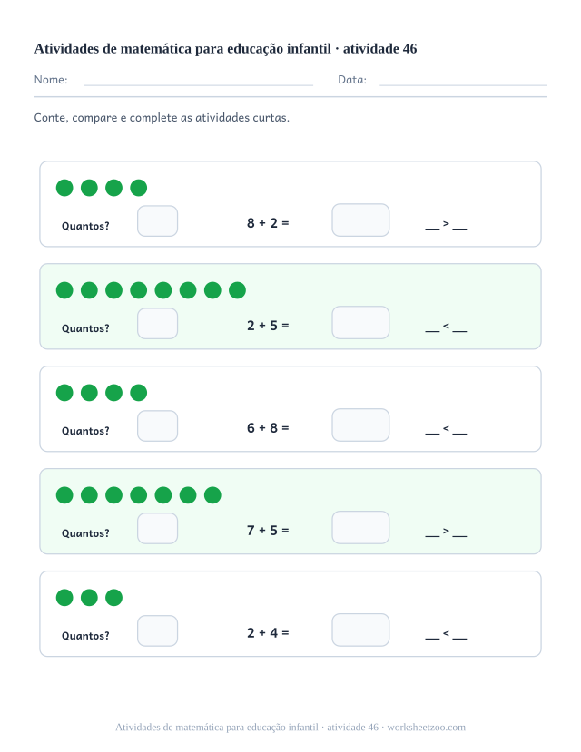 Prévia de Atividades de matemática para educação infantil, atividade 46 para imprimir