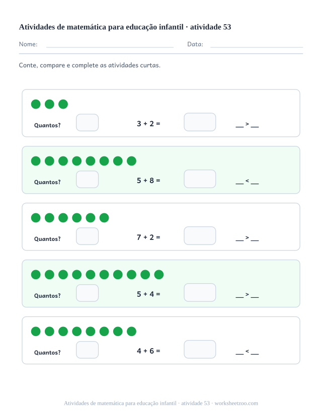 Prévia de Atividades de matemática para educação infantil, atividade 53 para imprimir