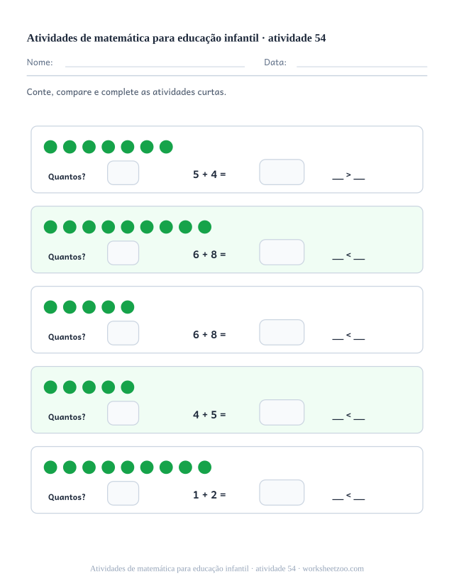 Prévia de Atividades de matemática para educação infantil, atividade 54 para imprimir