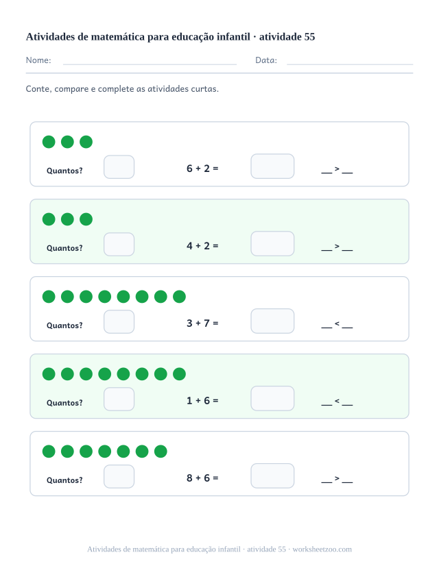 Prévia de Atividades de matemática para educação infantil, atividade 55 para imprimir
