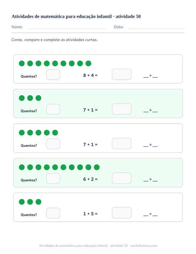 Prévia de Atividades de matemática para educação infantil, atividade 50 para imprimir