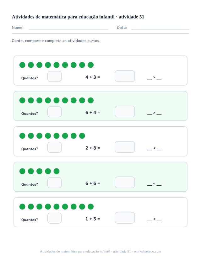 Prévia de Atividades de matemática para educação infantil, atividade 51 para imprimir