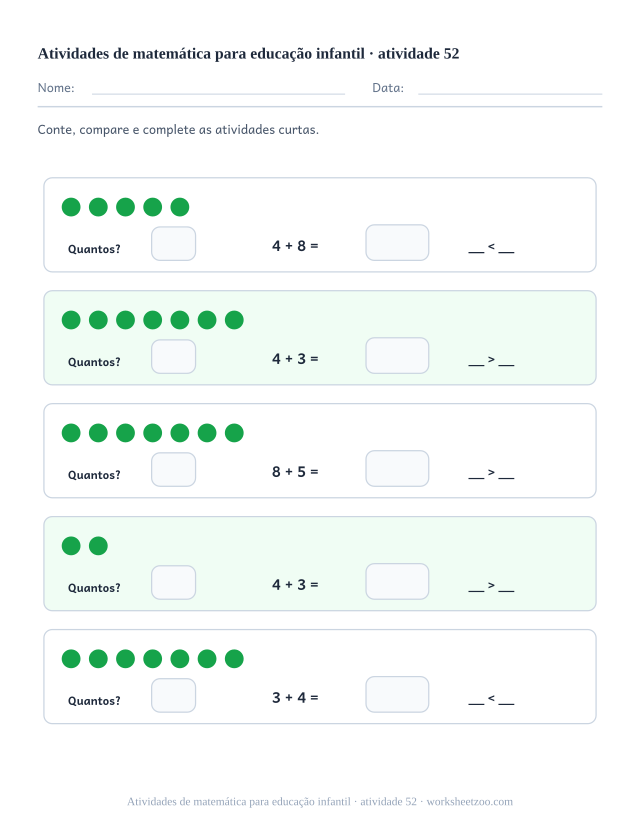 Prévia de Atividades de matemática para educação infantil, atividade 52 para imprimir