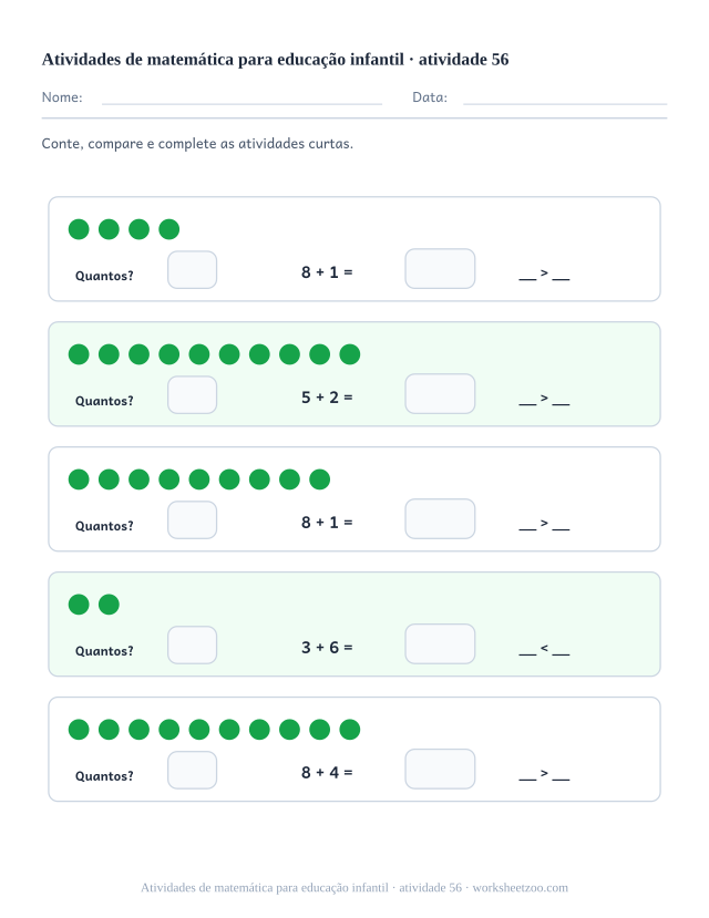 Prévia de Atividades de matemática para educação infantil, atividade 56 para imprimir