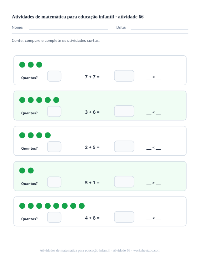 Prévia de Atividades de matemática para educação infantil, atividade 66 para imprimir