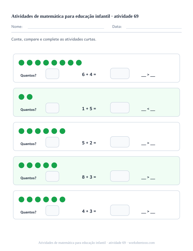 Prévia de Atividades de matemática para educação infantil, atividade 69 para imprimir