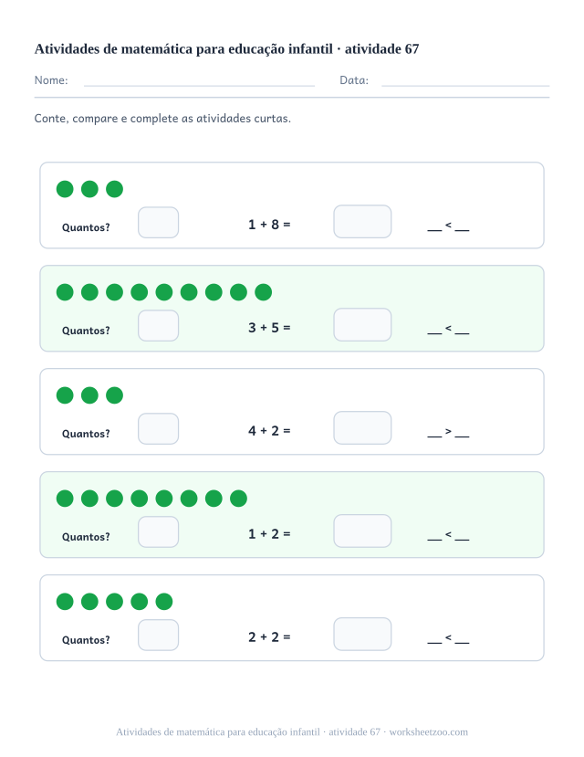 Prévia de Atividades de matemática para educação infantil, atividade 67 para imprimir