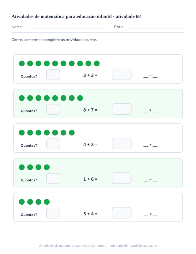 Prévia de Atividades de matemática para educação infantil, atividade 68 para imprimir