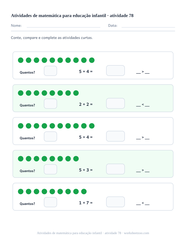Prévia de Atividades de matemática para educação infantil, atividade 78 para imprimir