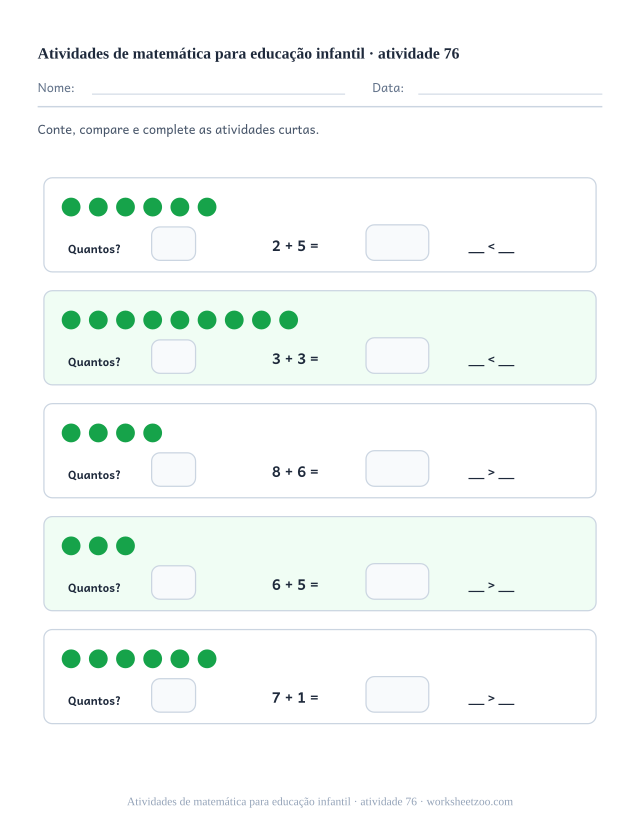 Prévia de Atividades de matemática para educação infantil, atividade 76 para imprimir