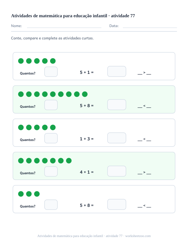 Prévia de Atividades de matemática para educação infantil, atividade 77 para imprimir