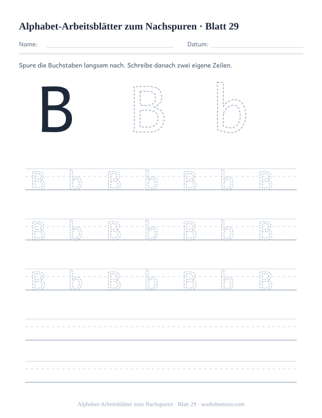 Vorschau: Alphabet-Arbeitsblätter zum Nachspuren, druckbares Arbeitsblatt 29