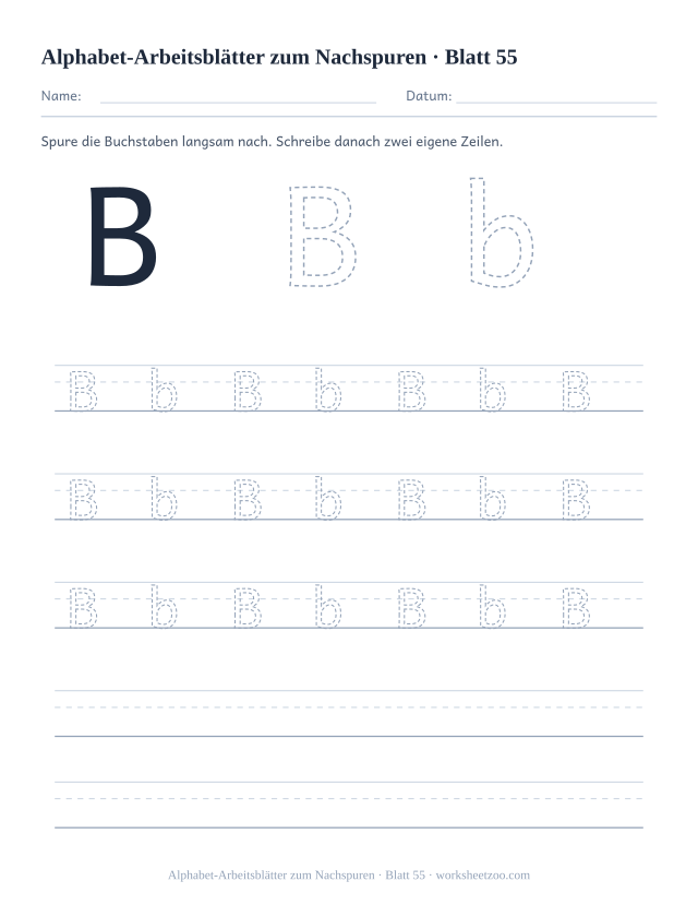 Vorschau: Alphabet-Arbeitsblätter zum Nachspuren, druckbares Arbeitsblatt 55