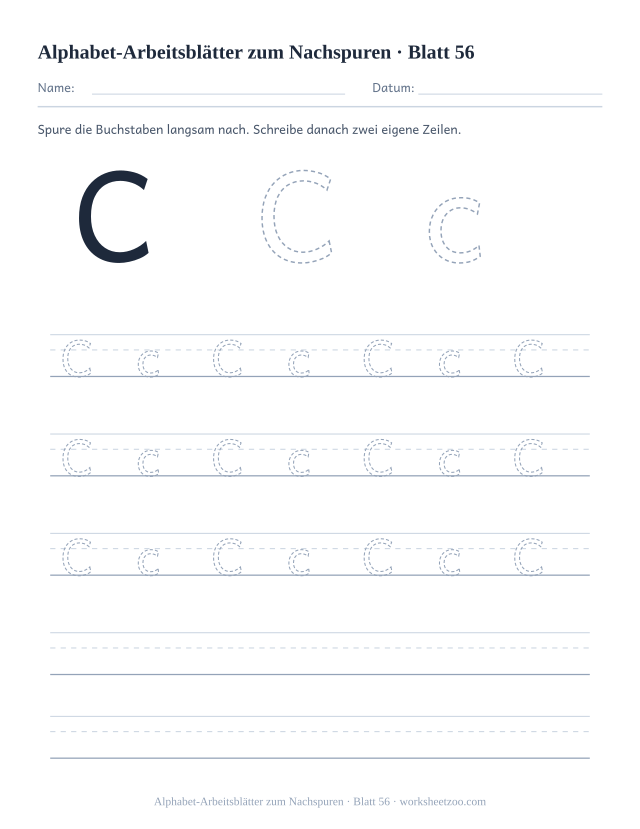 Vorschau: Alphabet-Arbeitsblätter zum Nachspuren, druckbares Arbeitsblatt 56