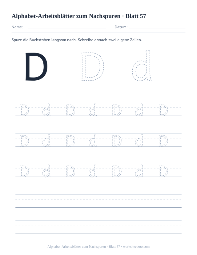 Vorschau: Alphabet-Arbeitsblätter zum Nachspuren, druckbares Arbeitsblatt 57