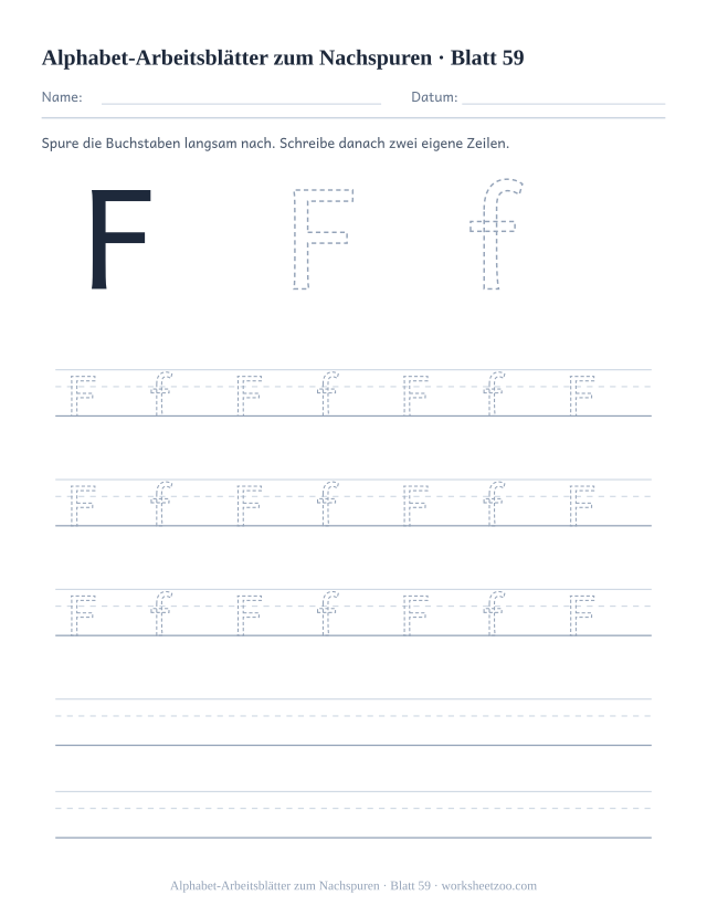 Vorschau: Alphabet-Arbeitsblätter zum Nachspuren, druckbares Arbeitsblatt 59