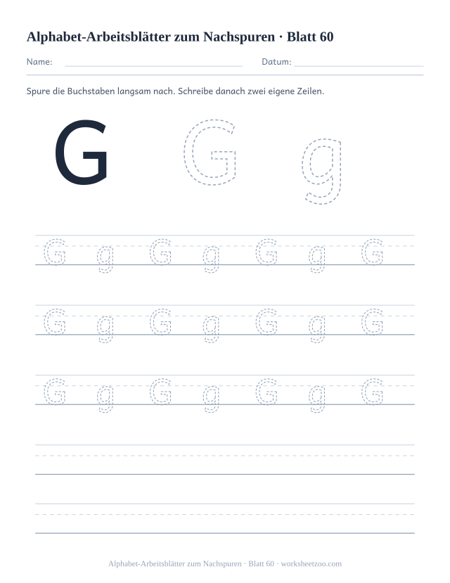 Vorschau: Alphabet-Arbeitsblätter zum Nachspuren, druckbares Arbeitsblatt 60