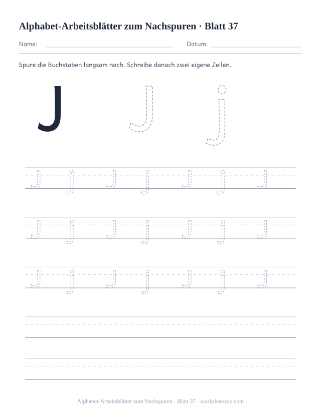 Vorschau: Alphabet-Arbeitsblätter zum Nachspuren, druckbares Arbeitsblatt 37