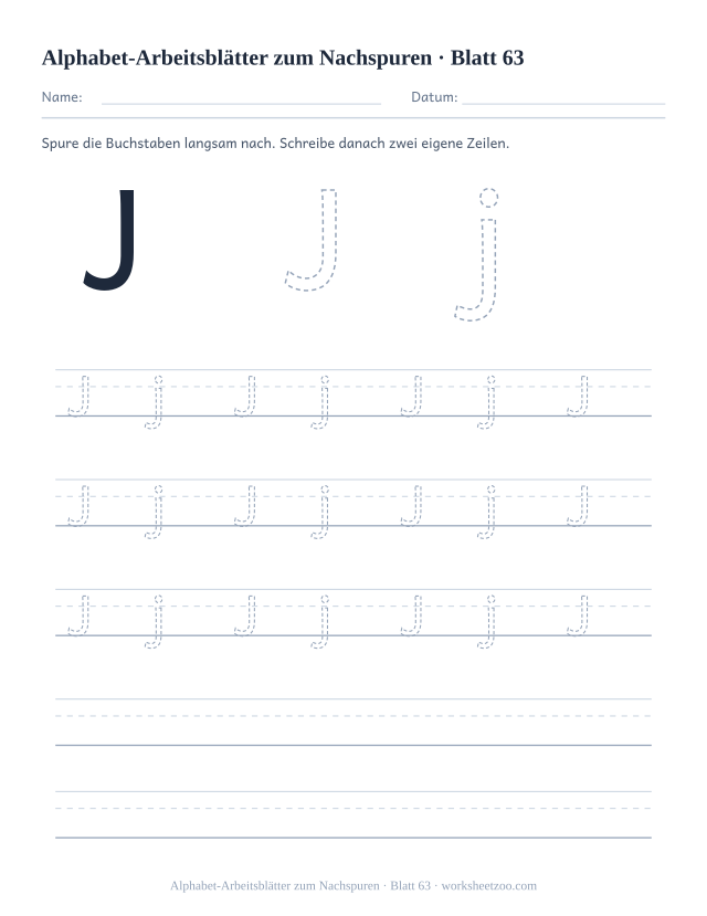Vorschau: Alphabet-Arbeitsblätter zum Nachspuren, druckbares Arbeitsblatt 63