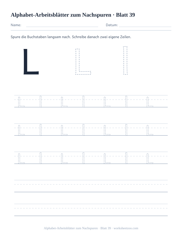 Vorschau: Alphabet-Arbeitsblätter zum Nachspuren, druckbares Arbeitsblatt 39