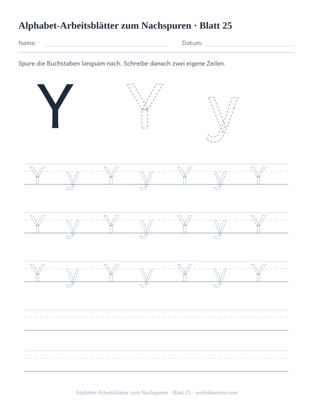 Vorschau: Alphabet-Arbeitsblätter zum Nachspuren, druckbares Arbeitsblatt 25