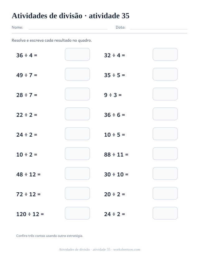 Prévia de Atividades de divisão, atividade 35 para imprimir