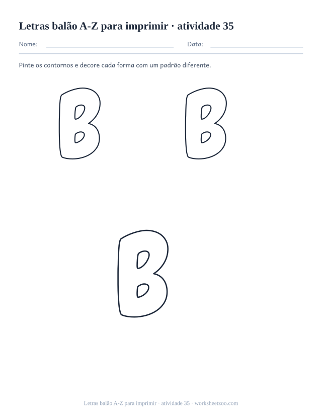 Prévia de Letras balão A-Z para imprimir, atividade 35 para imprimir