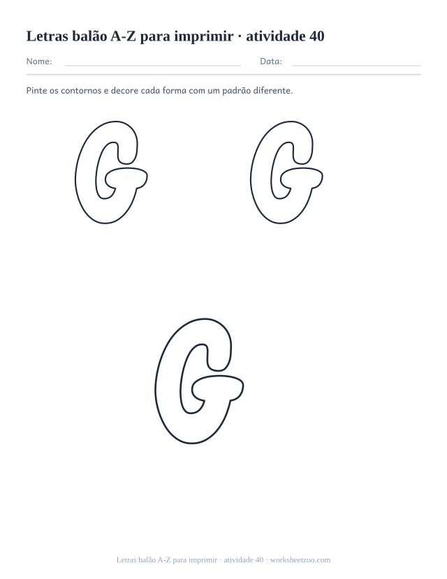 Prévia de Letras balão A-Z para imprimir, atividade 40 para imprimir