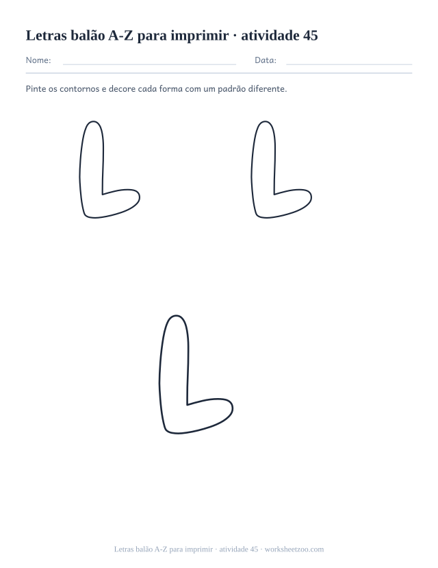 Prévia de Letras balão A-Z para imprimir, atividade 45 para imprimir