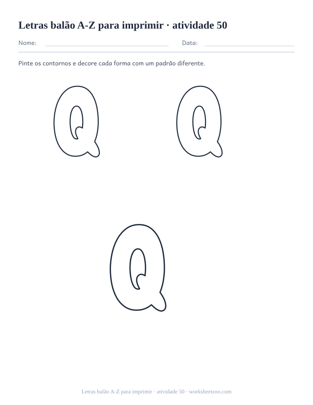 Prévia de Letras balão A-Z para imprimir, atividade 50 para imprimir