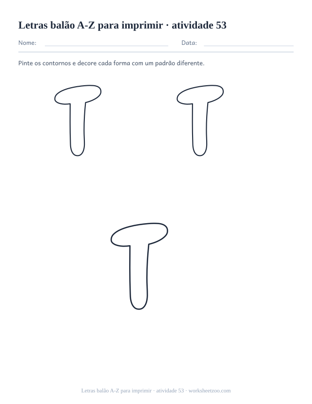 Prévia de Letras balão A-Z para imprimir, atividade 53 para imprimir
