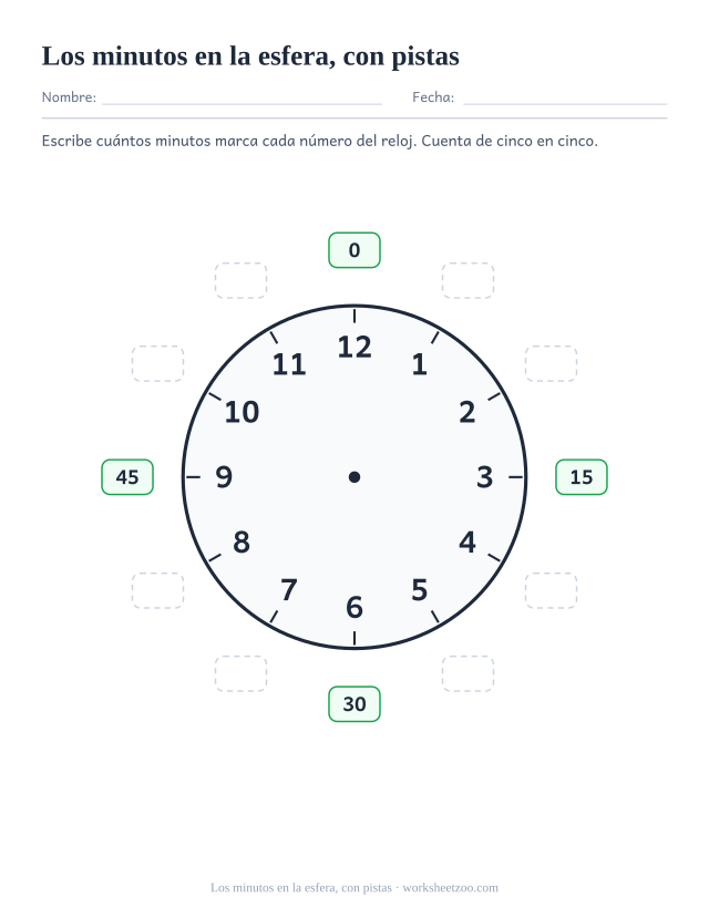 Ficha con esfera grande, los cuartos ya rellenos y ocho casillas por completar