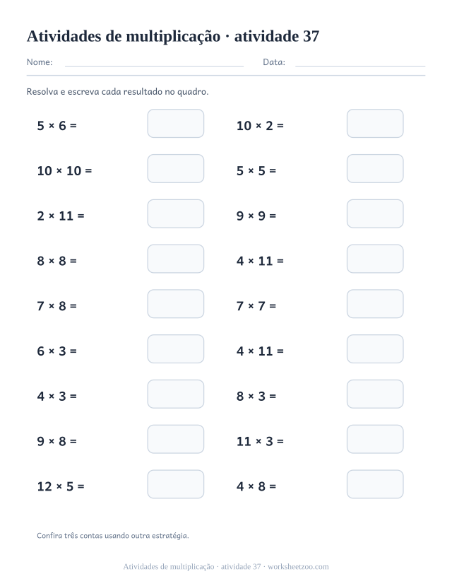Prévia de Atividades de multiplicação, atividade 37 para imprimir