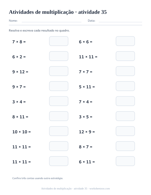 Prévia de Atividades de multiplicação, atividade 35 para imprimir
