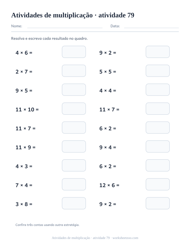 Prévia de Atividades de multiplicação, atividade 79 para imprimir