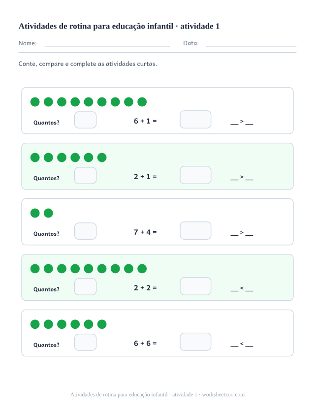 Prévia de Atividades de rotina para educação infantil, atividade 1 para imprimir