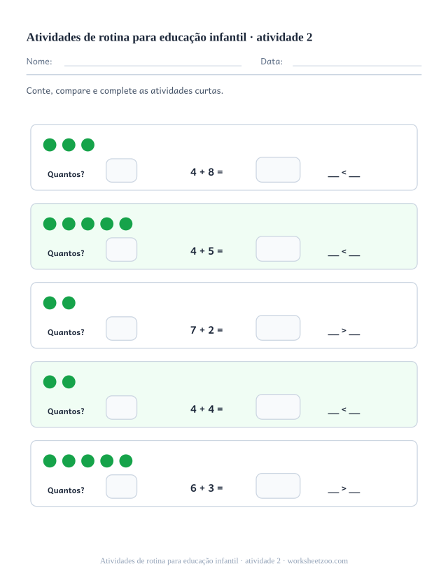 Prévia de Atividades de rotina para educação infantil, atividade 2 para imprimir