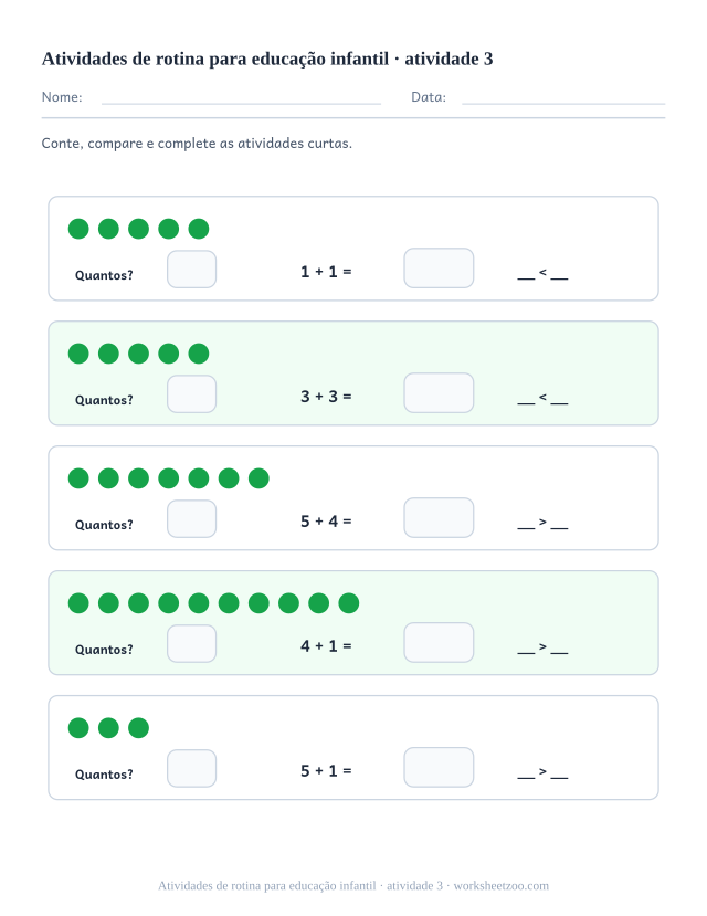 Prévia de Atividades de rotina para educação infantil, atividade 3 para imprimir