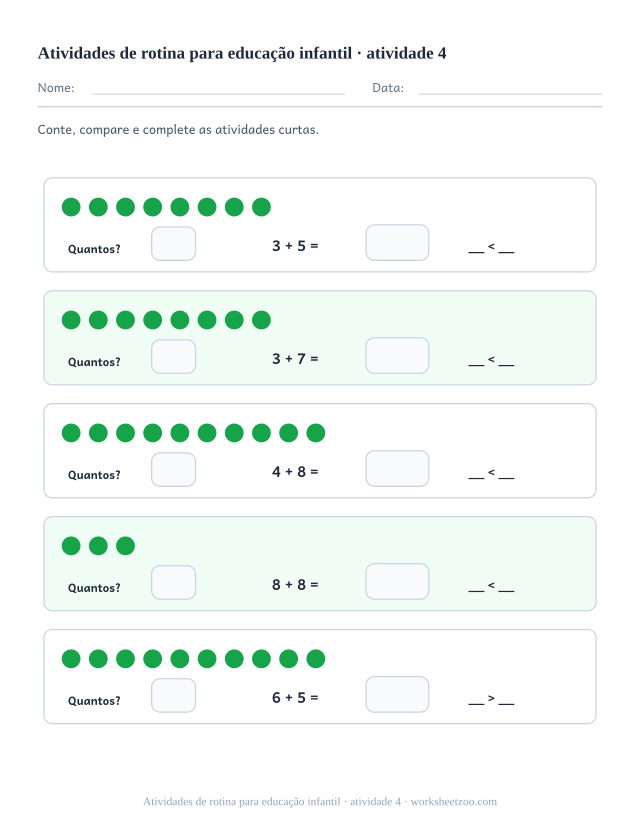 Prévia de Atividades de rotina para educação infantil, atividade 4 para imprimir