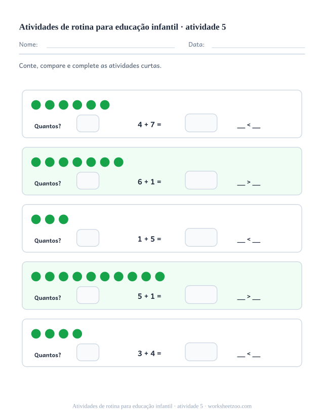 Prévia de Atividades de rotina para educação infantil, atividade 5 para imprimir