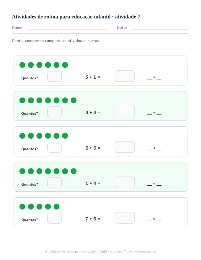 Prévia de Atividades de rotina para educação infantil, atividade 7 para imprimir