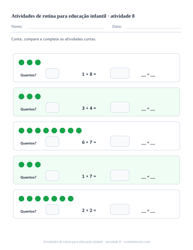 Prévia de Atividades de rotina para educação infantil, atividade 8 para imprimir